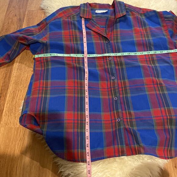 Vintage Ship N’ Shore Plaid Women’s Button Down Colorful Shirt Sz XXL Blue Red - Picture 10 of 11